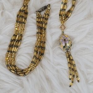 Beaded Necklace with Egg Pendant